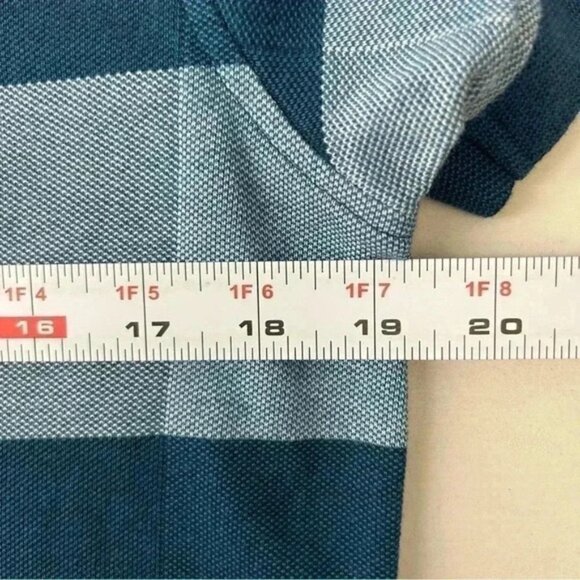 Tommy Hilfiger Mens Polo Shirt Custom Fit Short Sleeves Teal Green Stripes Small - Picture 11 of 13